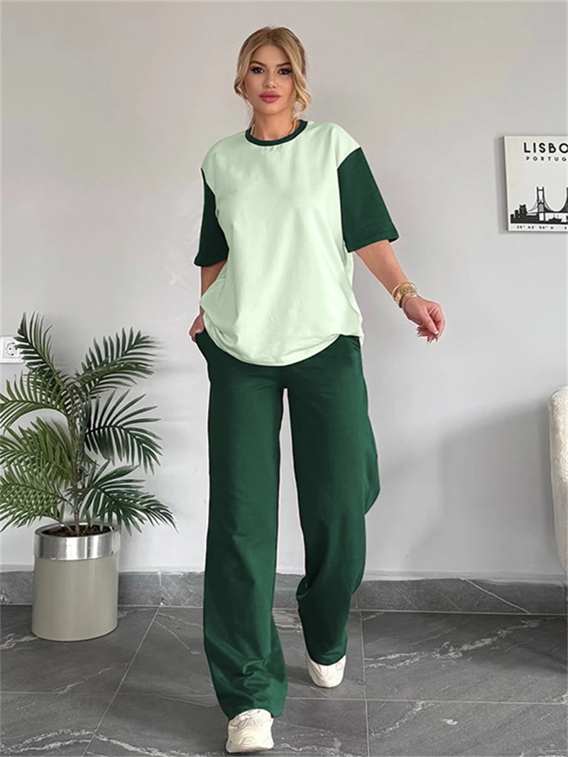 Fashion 2 Piece Sets Women Outfit Summer Clothes Women 2025 Color Contrast T-Shirt Top and Pant Sets Casual Tracksuits Woman Set
Fashion 2 Piece Sets Women Outfit Summer Clothes Women 2025 Color Contrast T-Shirt Top and Pant Sets Casual Tracksuits Woman Set