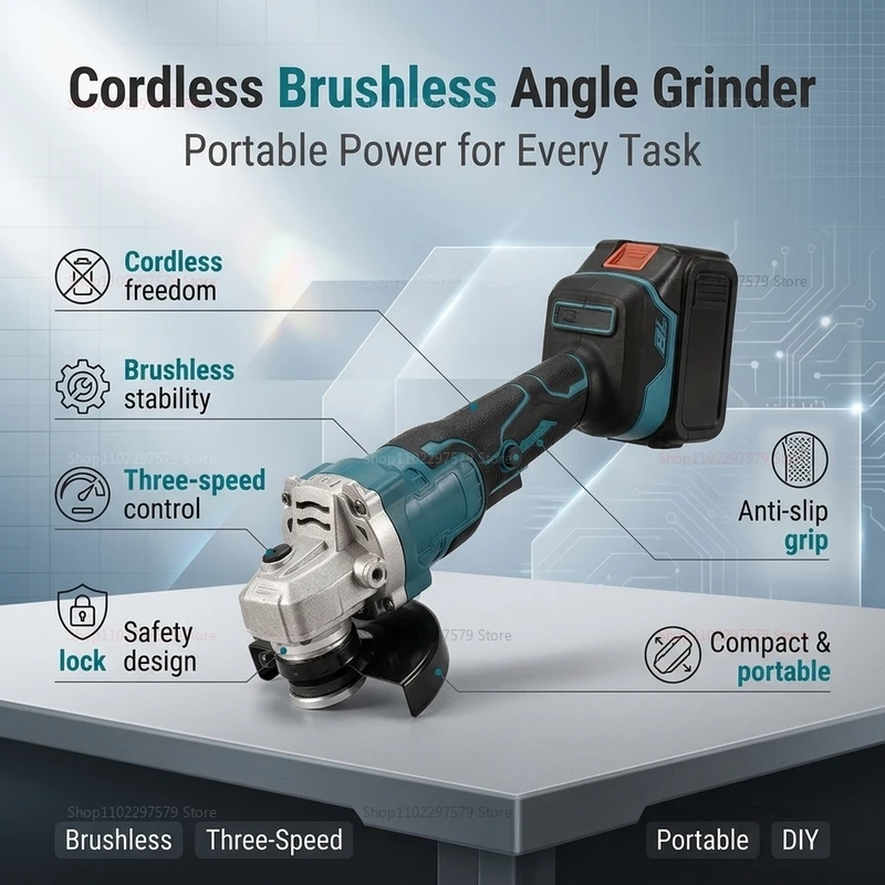 Brushless Angle Grinder Polishing Cutting Machine Cordless Angle Grinder Tool For Makita 18V Battery
Brushless Angle Grinder Polishing Cutting Machine Cordless Angle Grinder Tool For Makita 18V Battery
