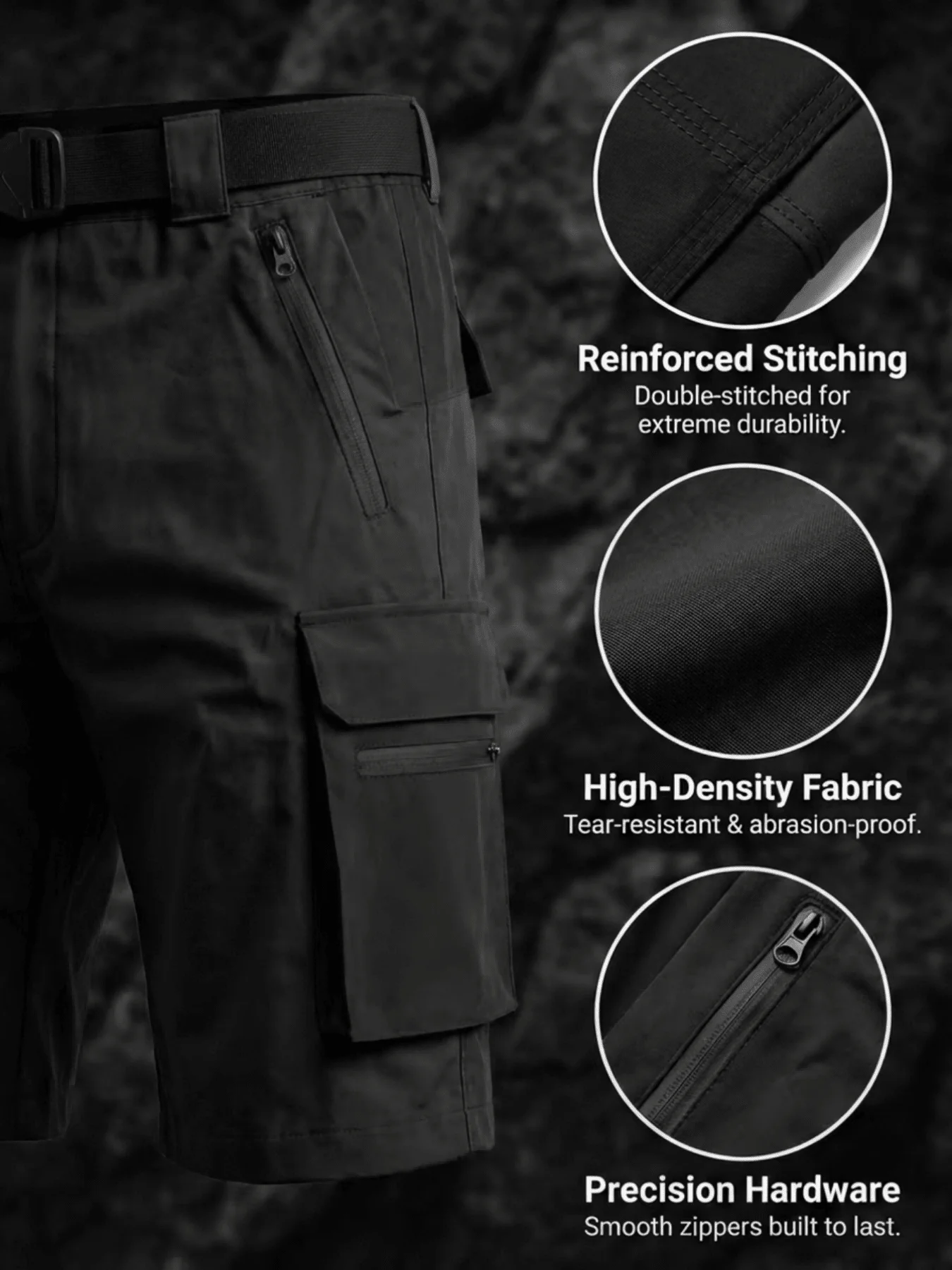 Men’s Durable Tactical Cargo Shorts With Reinforced Stitching, High-Density Fabric, Zippered Pockets – Black, Gray, Khaki
Men’s Durable Tactical Cargo Shorts With Reinforced Stitching, High-Density Fabric, Zippered Pockets – Black, Gray, Khaki