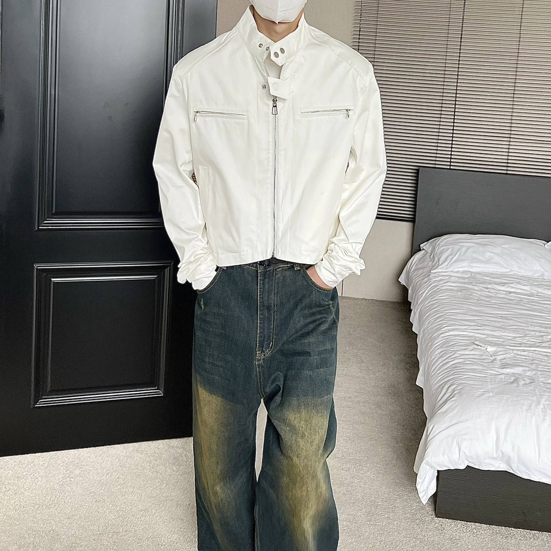 Stand Collar Solid Color Men's Jackets Zipper Patchwork Korean Style Casual Tops Loose Short Male Coat Spring Simple
Stand Collar Solid Color Men's Jackets Zipper Patchwork Korean Style Casual Tops Loose Short Male Coat Spring Simple