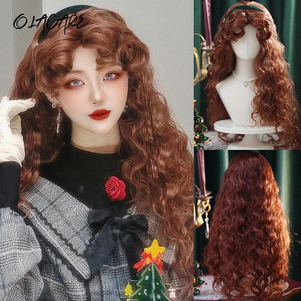 OLACARE Red Brown Copper Ginger Long Curly Synthetic Wigs for Women Natural Wave Wigs with Bangs Heat Resistant Cosplay Hair
OLACARE Red Brown Copper Ginger Long Curly Synthetic Wigs for Women Natural Wave Wigs with Bangs Heat Resistant Cosplay Hair