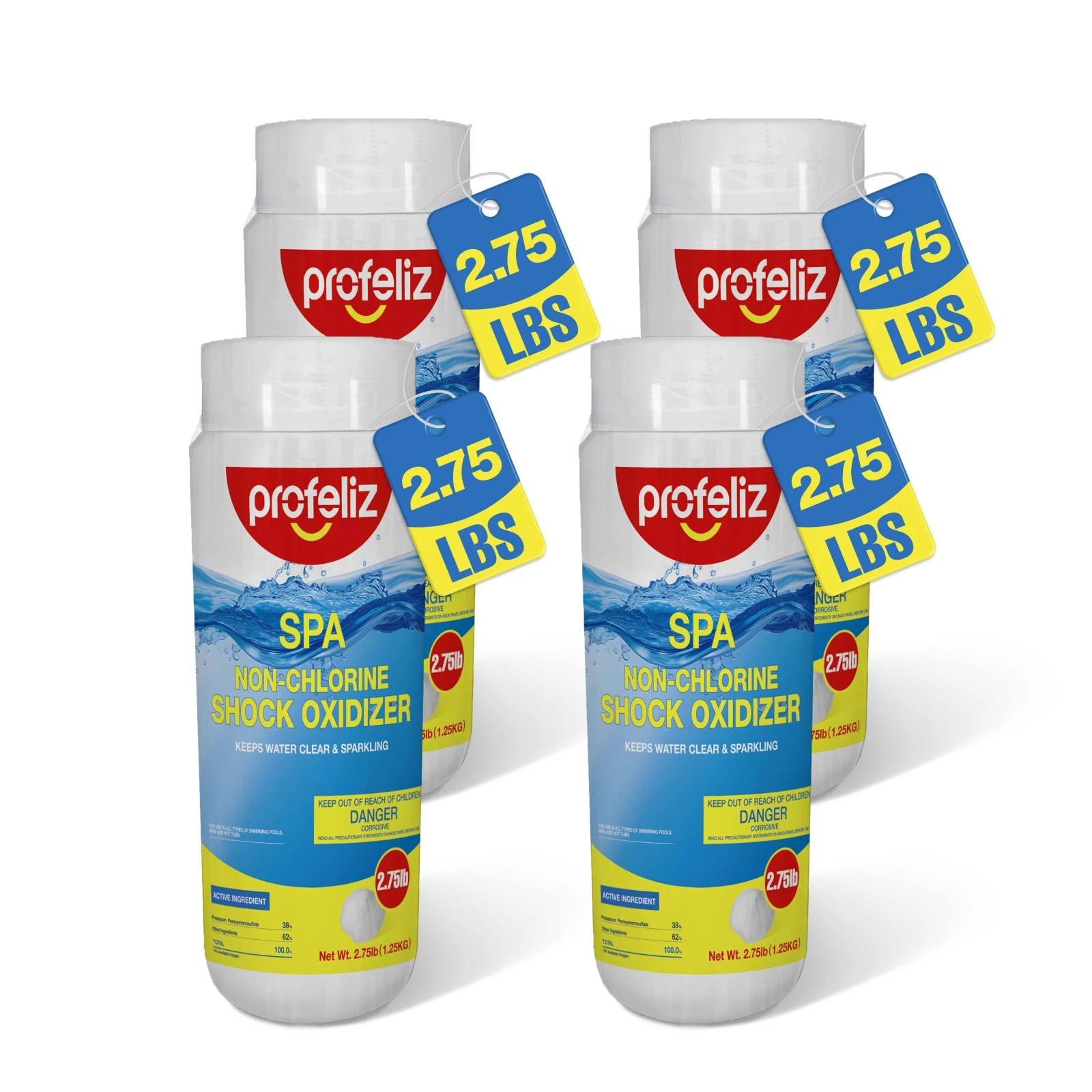 PROFELIZ Non-Chlorine Spa Shock for Hot Tubs& Pools, Fast-Acting Chlorine-Free Oxidizer Treatment, Clears Cloudy Water, 11 lb
PROFELIZ Non-Chlorine Spa Shock for Hot Tubs& Pools, Fast-Acting Chlorine-Free Oxidizer Treatment, Clears Cloudy Water, 11 lb