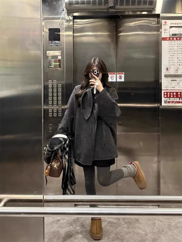 American Retro ey Long Sve Women's Coat Autumn Winter New Unique Design Woolen Outerwear Warm Stand Fit Korean Sle
American Retro ey Long Sve Women's Coat Autumn Winter New Unique Design Woolen Outerwear Warm Stand Fit Korean Sle