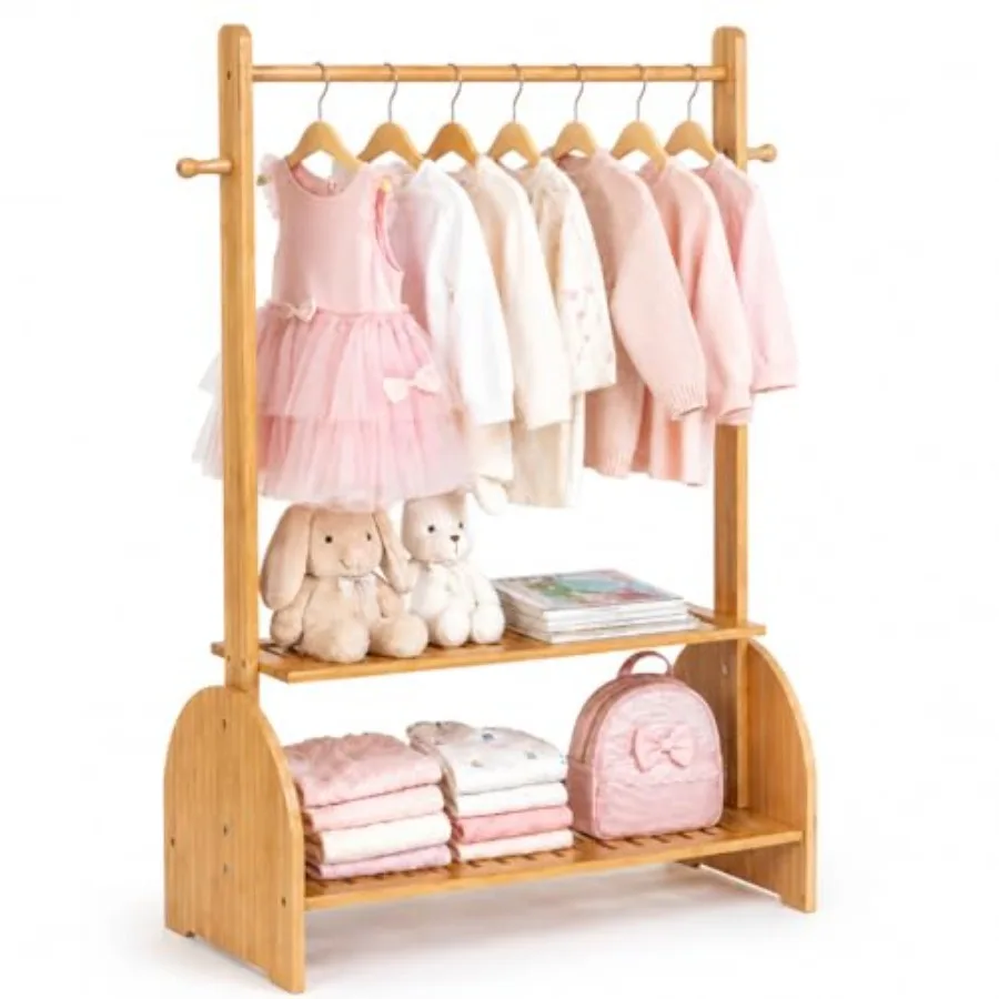 Clothing Rack with Adjustable Rods, Clothes Garment Rack for Baby Pet, Dr Up Rack with 2 Bottom Shees, Wardrobe Closet for Todd
Clothing Rack with Adjustable Rods, Clothes Garment Rack for Baby Pet, Dr Up Rack with 2 Bottom Shees, Wardrobe Closet for Todd