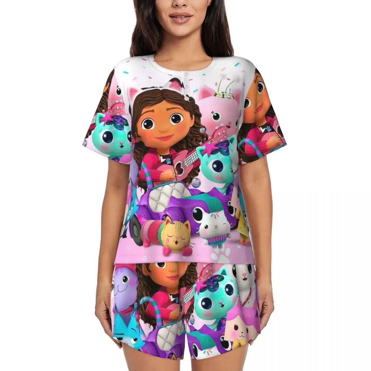 Gabbys Dollhouse Nordic Gabby Cat Pandy Paws Round Neck Short Sleeves Nightdress for Sleeping Women Loose Pajama Set Short Pants
Gabbys Dollhouse Nordic Gabby Cat Pandy Paws Round Neck Short Sleeves Nightdress for Sleeping Women Loose Pajama Set Short Pants