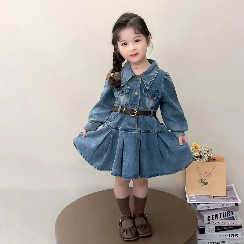 Girls' Spring and Autumn Dress Fashion New Style Children's Long Sleeve Belt Cowboy Fashion Dress 90-150cm
Girls' Spring and Autumn Dress Fashion New Style Children's Long Sleeve Belt Cowboy Fashion Dress 90-150cm