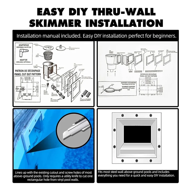 SOFT-Universal Fit Above Ground Pool Skimmer-Pool Skimmer Accessory Kit -Opening Width 6In Fit All Standard Pool Wall Cutouts
SOFT-Universal Fit Above Ground Pool Skimmer-Pool Skimmer Accessory Kit -Opening Width 6In Fit All Standard Pool Wall Cutouts