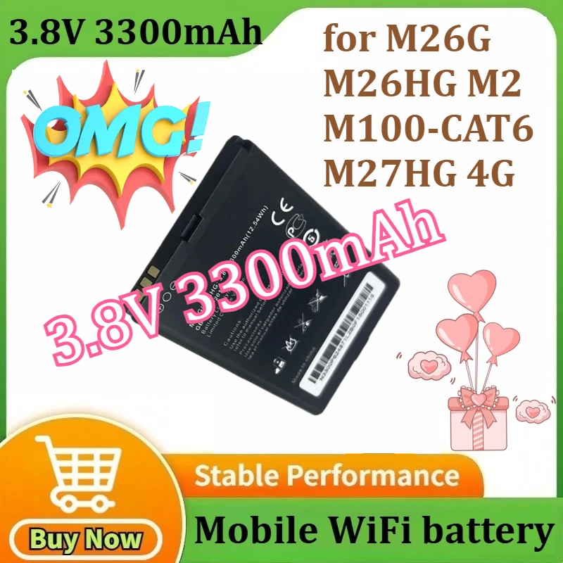 M26MG Battery Replacement for M26G M26HG M2 M100-CAT6 M27HG 4G for LTE WIFI Router Mobile WiFi battery 3.8V 3300mAh
M26MG Battery Replacement for M26G M26HG M2 M100-CAT6 M27HG 4G for LTE WIFI Router Mobile WiFi battery 3.8V 3300mAh