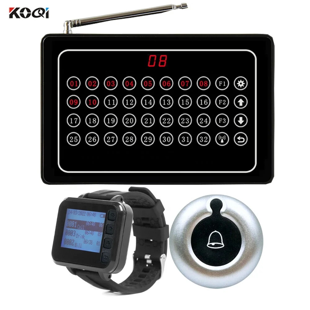 Wireless Waterproof Vibrating Wrist Watch Pager and Programmable Waiter Call Button for Waiter
Wireless Waterproof Vibrating Wrist Watch Pager and Programmable Waiter Call Button for Waiter
