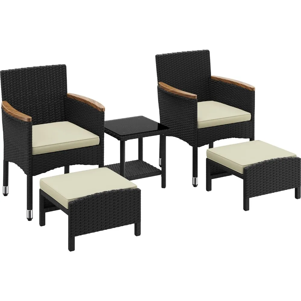 5 Piece Patio Conversation Set, Outdoor Wicker Bistro Furniture, PE Wicker Outdoor Rattan Chairs Set with Coffee Table for Porc
5 Piece Patio Conversation Set, Outdoor Wicker Bistro Furniture, PE Wicker Outdoor Rattan Chairs Set with Coffee Table for Porc