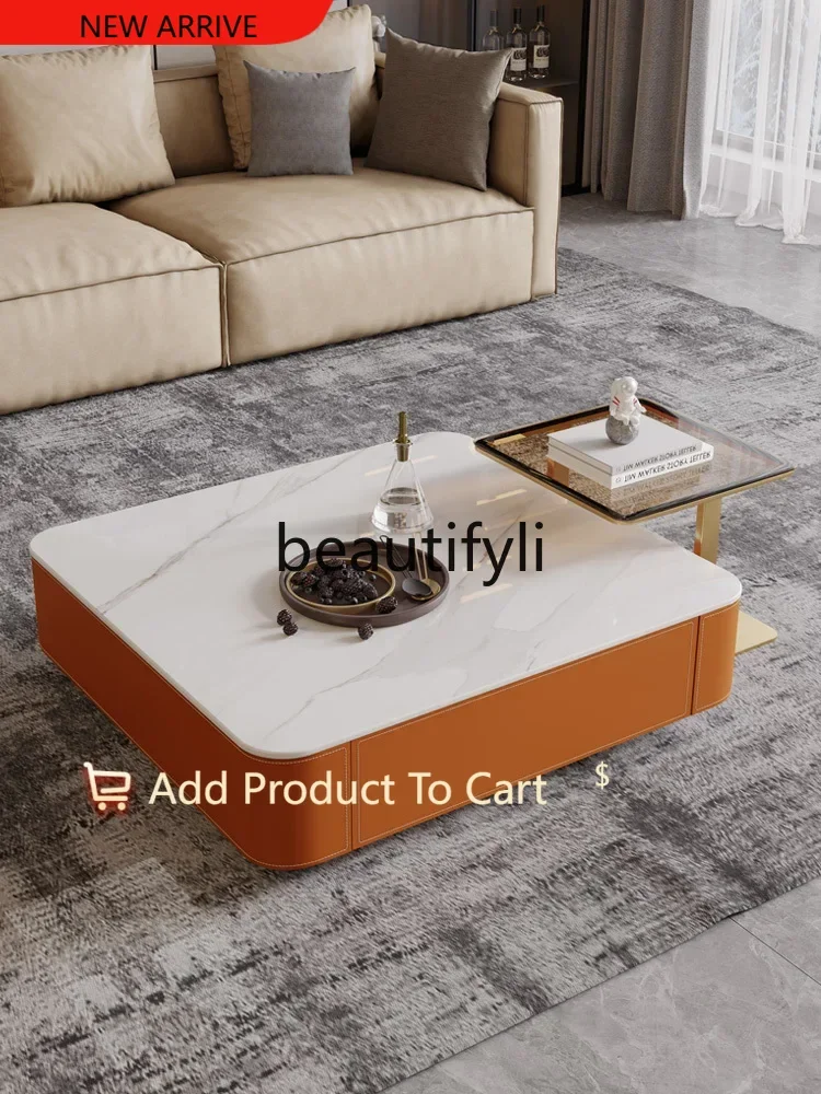Italian light luxury saddle leather coffee table modern square rock slab coffee table TV cabinet combination G1218
Italian light luxury saddle leather coffee table modern square rock slab coffee table TV cabinet combination G1218