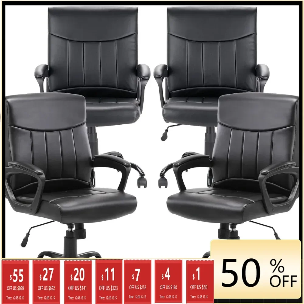 Mid Back Leather Office Chair with Lumbar Support and Cushioned Armrests, Ergonomically Designed, 4-piece Set
Mid Back Leather Office Chair with Lumbar Support and Cushioned Armrests, Ergonomically Designed, 4-piece Set