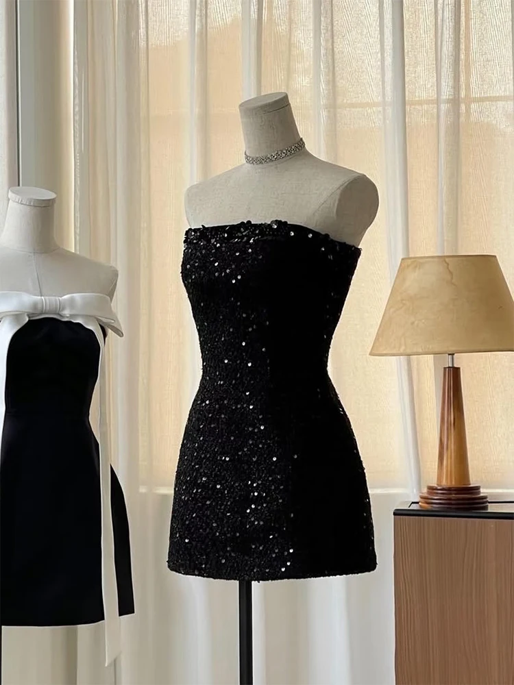 Elegant Black Sequin Bridesmaid Dress Women's Slim Fit Birthday Party Gown Fashionable High Waist A-Line Skirt Short Dress
Elegant Black Sequin Bridesmaid Dress Women's Slim Fit Birthday Party Gown Fashionable High Waist A-Line Skirt Short Dress