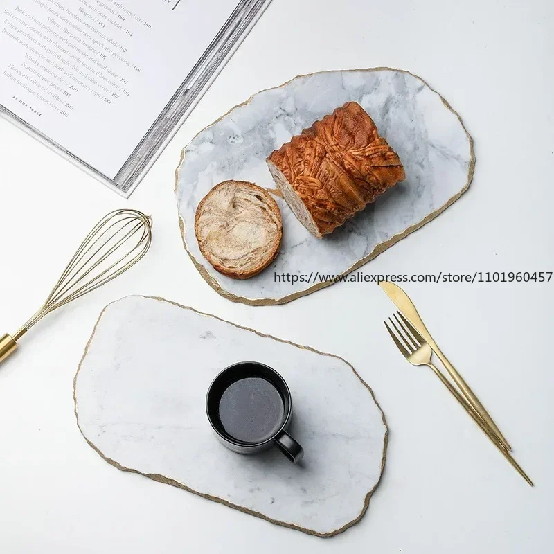 Nordic Style Trays Decorative Light Luxury Style Marble Tray Cutting Board Gold Edge Cushion Plate Storage Tray Placement Plates
Nordic Style Trays Decorative Light Luxury Style Marble Tray Cutting Board Gold Edge Cushion Plate Storage Tray Placement Plates