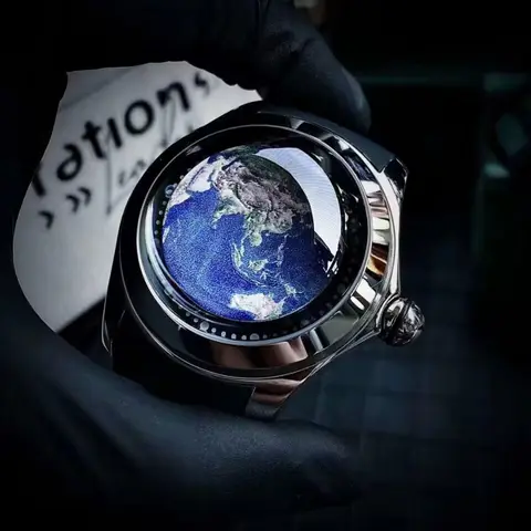 KAFYASE Orologio automatico da uomo con quadrante a sfera con teschio, orologio da polso meccanico da 46 mm, cinturino in caucciù, design a bolle, in vetro, stile punk
