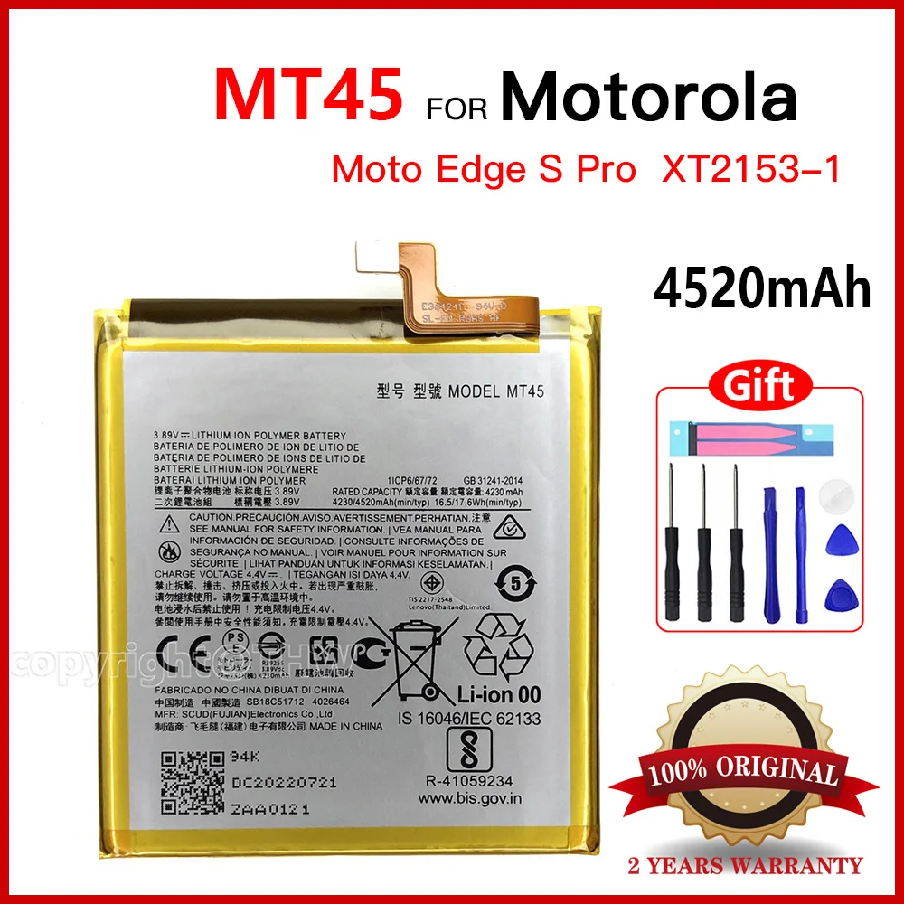 Genuine MT45 4500mAh Li-Polymer Battery Replacement For Motorola MOTO Edge 20 Pro / Edge S Pro XT2153-1 Batteries
Genuine MT45 4500mAh Li-Polymer Battery Replacement For Motorola MOTO Edge 20 Pro / Edge S Pro XT2153-1 Batteries