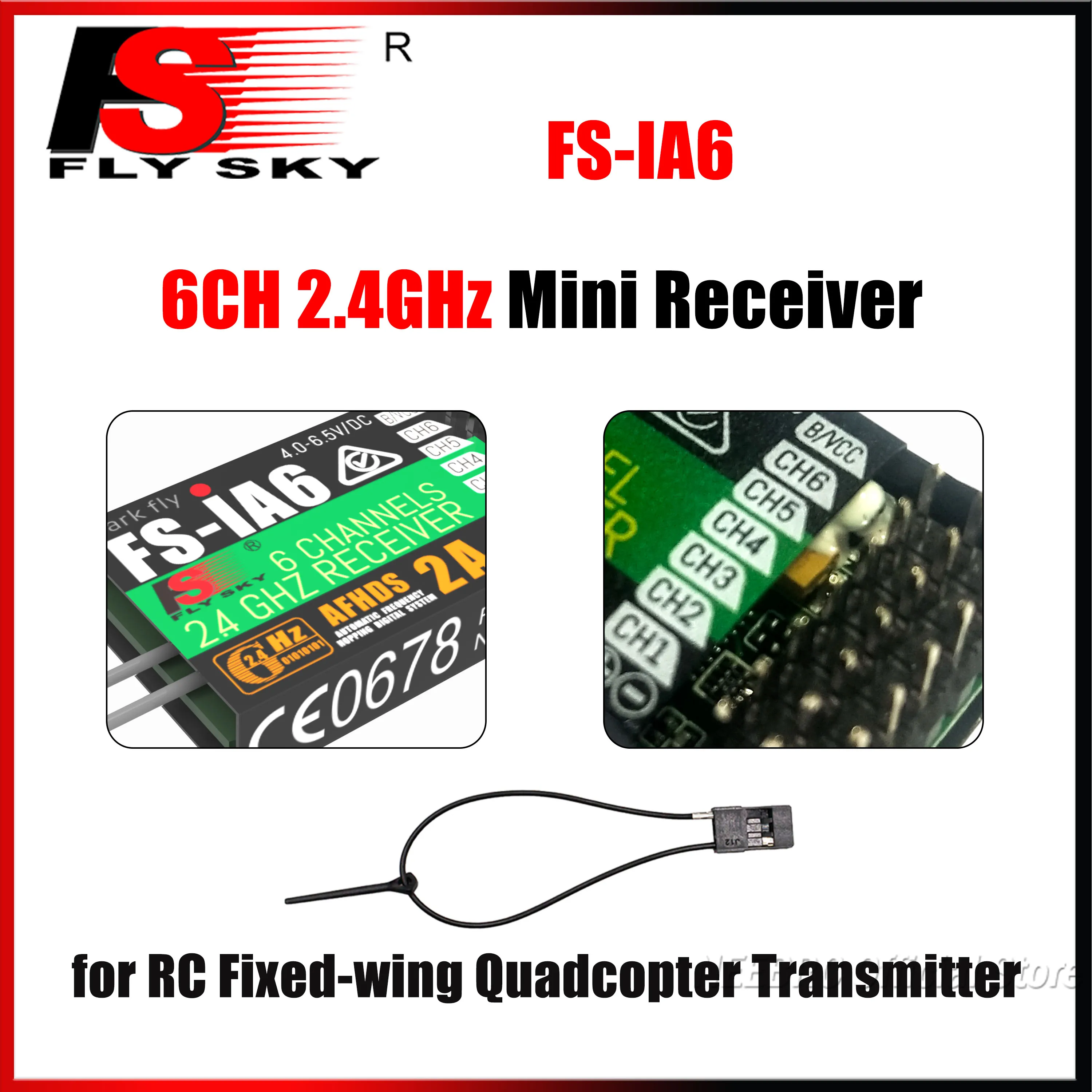 FLYSKY FS-IA6 6CH 2.4G Mini Receiver 4.0-6.5V PWM for RC Remote Control Unit Model Fixed-wing Quadcopter Transmitter Accessories