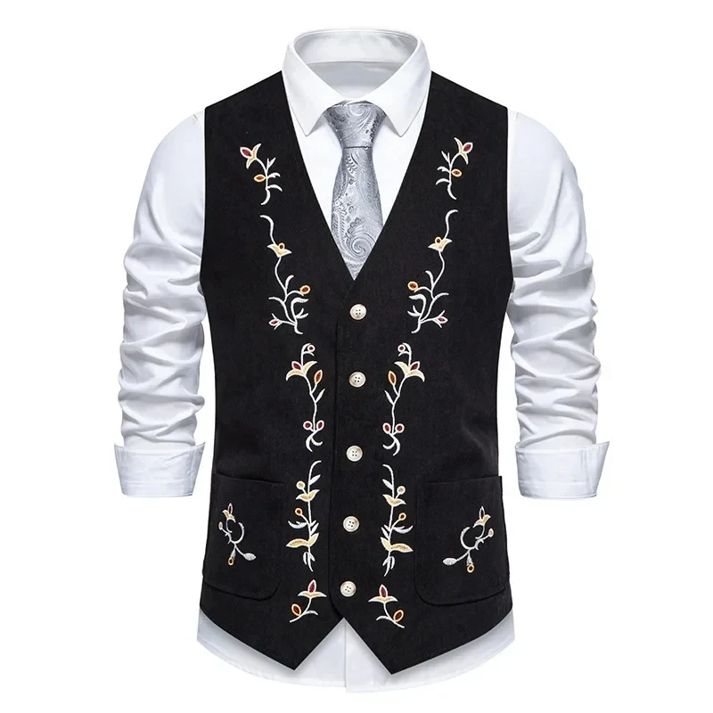 Men's Autumn and Winter Fashion Spell Color Embroidery Single-breasted Suit Vest, Slim-fit V-neck Trend Suit Vest with Pockets
Men's Autumn and Winter Fashion Spell Color Embroidery Single-breasted Suit Vest, Slim-fit V-neck Trend Suit Vest with Pockets