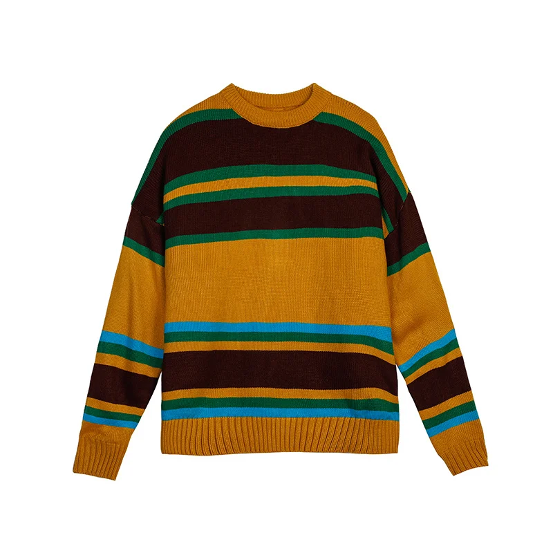 Japan Style Vintage Sweater Men Contrast Color Striped Loose Knitted Pullover Casual pull homme Young Man Streetwear Clothing
Japan Style Vintage Sweater Men Contrast Color Striped Loose Knitted Pullover Casual pull homme Young Man Streetwear Clothing