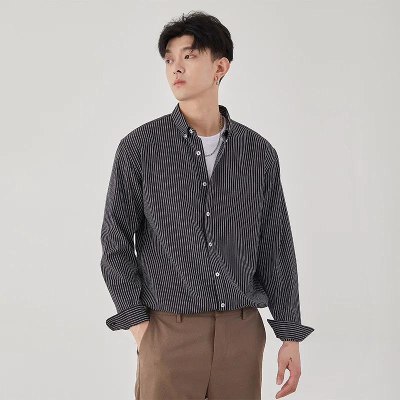 Spring Autumn Business Casual Flip Collar Shirt For Men Korean Styles Slim Men's Fit Striped Long Sleeved Lapel Blouse Shirt
Spring Autumn Business Casual Flip Collar Shirt For Men Korean Styles Slim Men's Fit Striped Long Sleeved Lapel Blouse Shirt