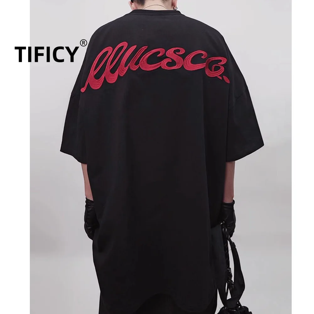 High Street Summer Hip-hop Heavyweight Short Sleeved T-shirt Men's Loose Letter Embroidery and Five Quarter Sleeves Tshirts Tops
High Street Summer Hip-hop Heavyweight Short Sleeved T-shirt Men's Loose Letter Embroidery and Five Quarter Sleeves Tshirts Tops