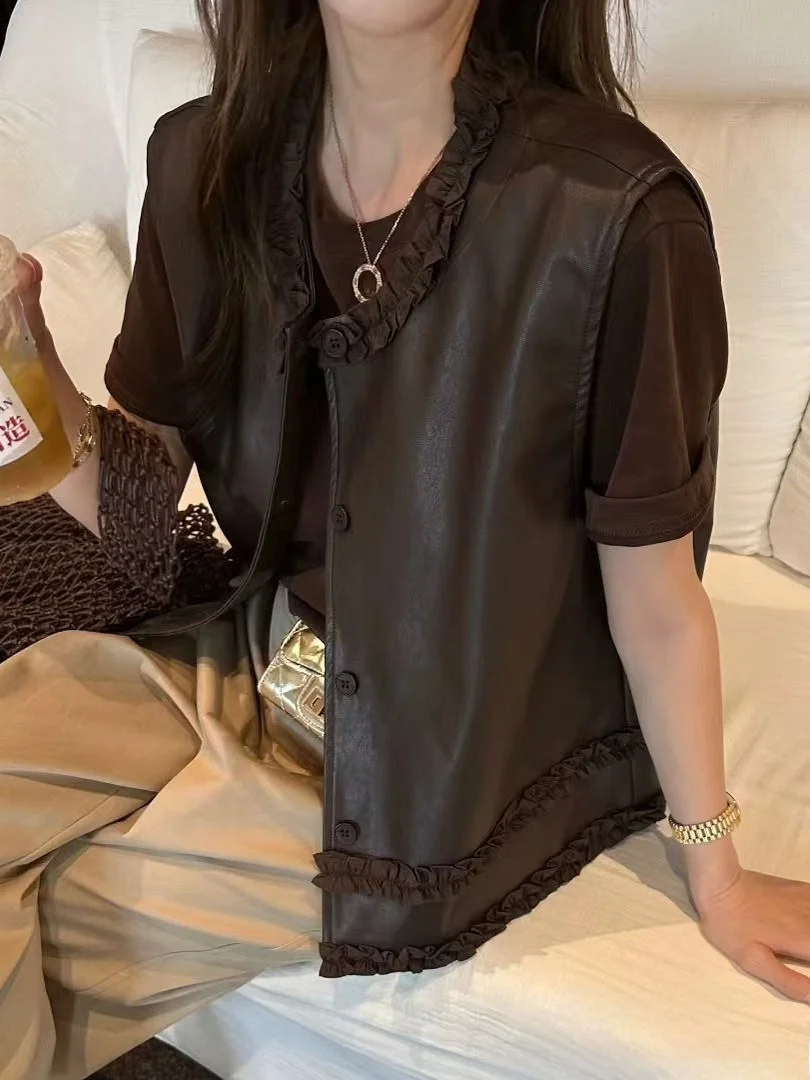 Новинка осени 202, свободный утягивающий универсальный жилет из искусственной кожи Svel, женский тюнет или длина, топ, подходящий всем
Новинка осени 202, свободный утягивающий универсальный жилет из искусственной кожи Svel, женский тюнет или длина, топ, подходящий всем