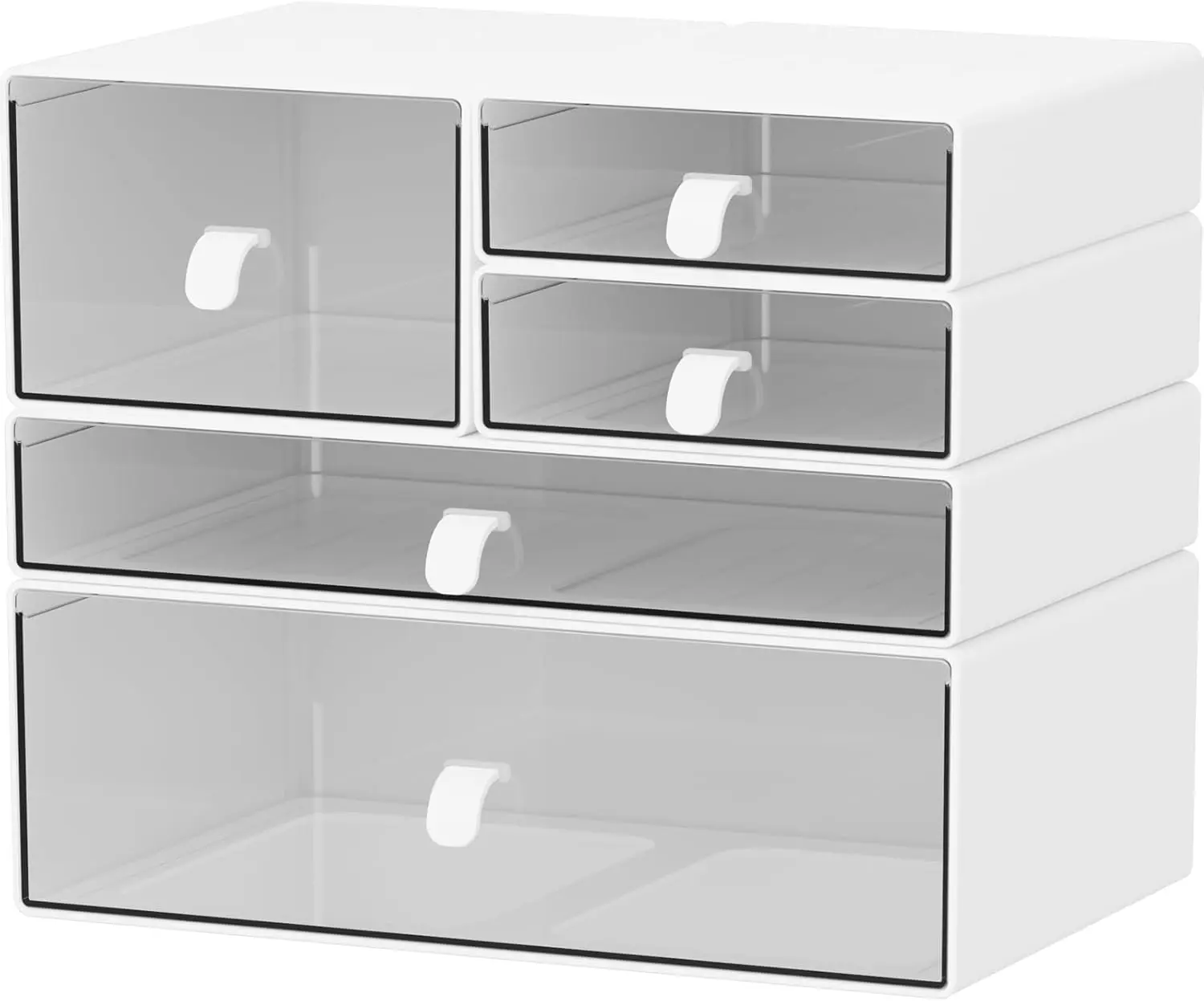 Stackable Desk Organizer Set, 5 Drawers, Clear & White, Dustproof, Space-Saving for Office, Makeup, Crafts
Stackable Desk Organizer Set, 5 Drawers, Clear & White, Dustproof, Space-Saving for Office, Makeup, Crafts