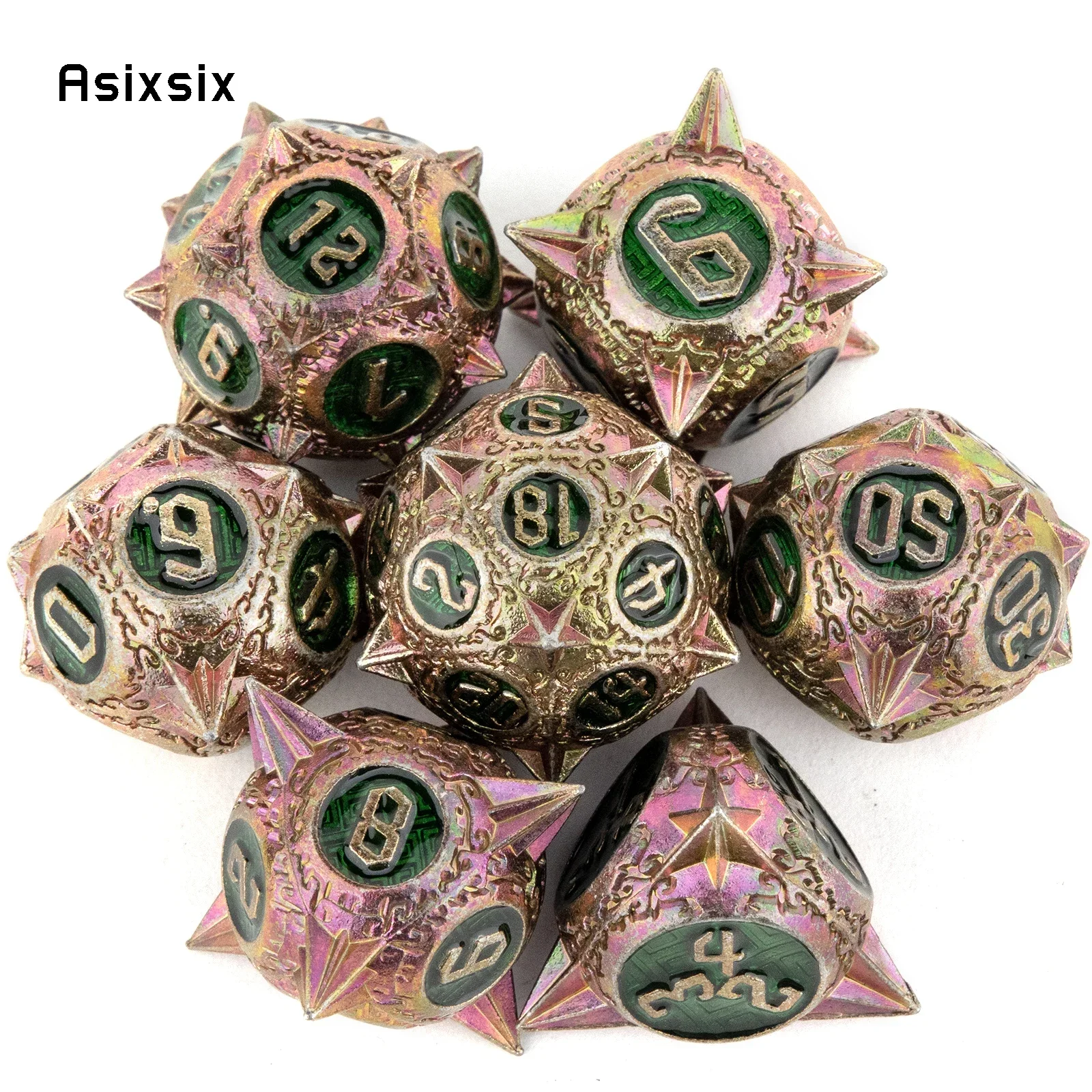7 Pcs Red Green Meteor Hammer Metal Dice Solid Metal Polyhedral Dice Set Suitable for Role-Playing RPG Board Game Gift
7 Pcs Red Green Meteor Hammer Metal Dice Solid Metal Polyhedral Dice Set Suitable for Role-Playing RPG Board Game Gift