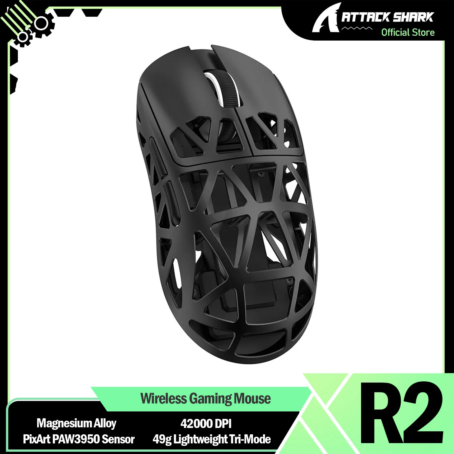 ATTACK SHARK R2 Magnesium Alloy Gaming Mouse, PixArt PAW3950 Sensor, Wireless 8K, 48g Superlight, Adjustable DPI 42000
ATTACK SHARK R2 Magnesium Alloy Gaming Mouse, PixArt PAW3950 Sensor, Wireless 8K, 48g Superlight, Adjustable DPI 42000