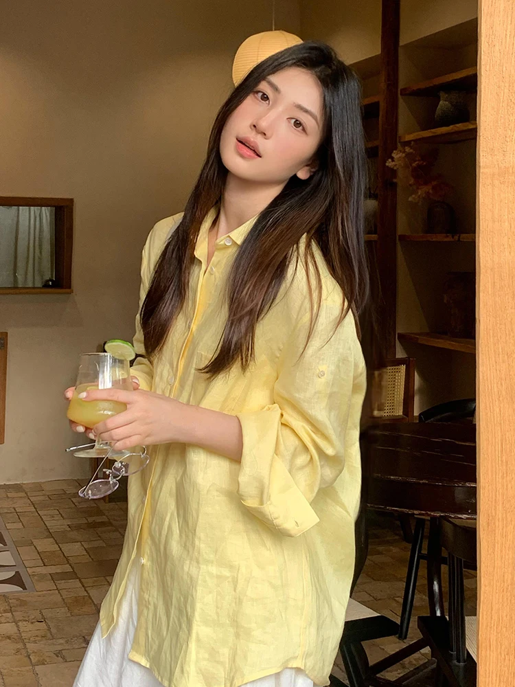 Желтый льняной длинный свитер для женщин, новинка ранней осени, свободный, облегающий, повседневный, универсальный, модный верхний предмет одежды
Желтый льняной длинный свитер для женщин, новинка ранней осени, свободный, облегающий, повседневный, универсальный, модный верхний предмет одежды