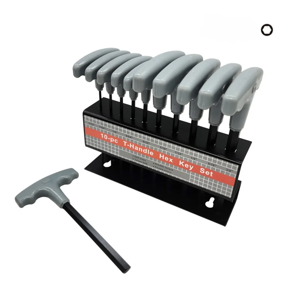 10pcs/set Metal T-Handle Hex Key Set T7-T40 Metric or Inch Torx Wrench Set with Storage Rack Allen Wrench Tool Set Bike Repair
10pcs/set Metal T-Handle Hex Key Set T7-T40 Metric or Inch Torx Wrench Set with Storage Rack Allen Wrench Tool Set Bike Repair