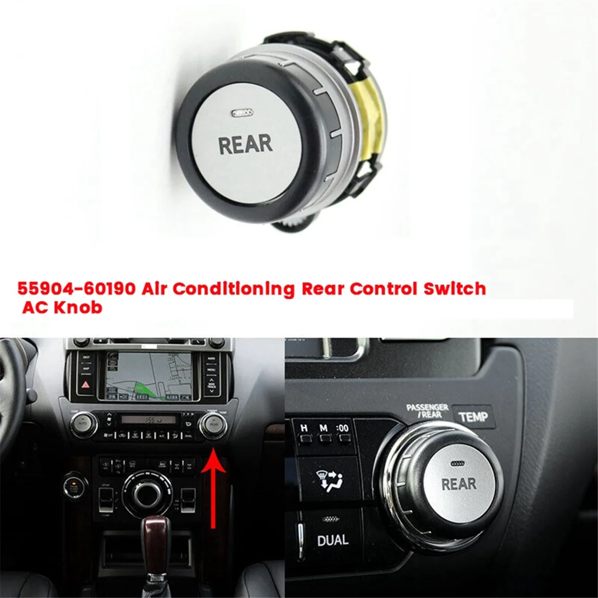 55904-60190 Air Conditioning Rear Control Switch AC Knob for Toyota Land Cruiser Prado LC150 2010-2017 5590460190—L49A
55904-60190 Air Conditioning Rear Control Switch AC Knob for Toyota Land Cruiser Prado LC150 2010-2017 5590460190—L49A