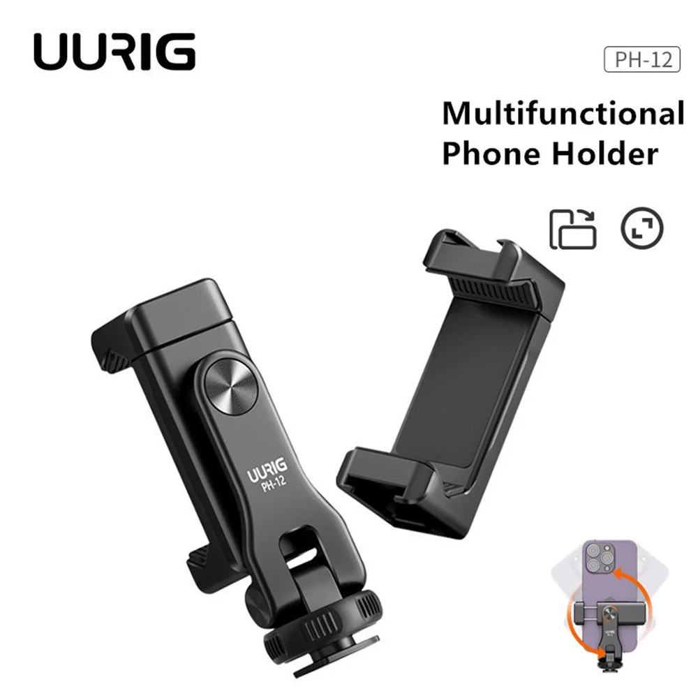 UURIG 360 Rotating Metal Phone Tripod Mount Phone Clip with Cold Shoe Mount For iPhone 15 14 13 12 Samsung Tripod Mic Fill Light
UURIG 360 Rotating Metal Phone Tripod Mount Phone Clip with Cold Shoe Mount For iPhone 15 14 13 12 Samsung Tripod Mic Fill Light