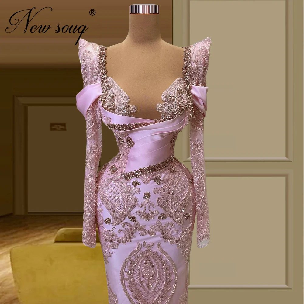 Arabic Pink Mermaid Cocktail Prom Dresses Elegant Long Sleeves Women Evening Dresses Dubai Beading Celebrity Party Dress Custom
Arabic Pink Mermaid Cocktail Prom Dresses Elegant Long Sleeves Women Evening Dresses Dubai Beading Celebrity Party Dress Custom