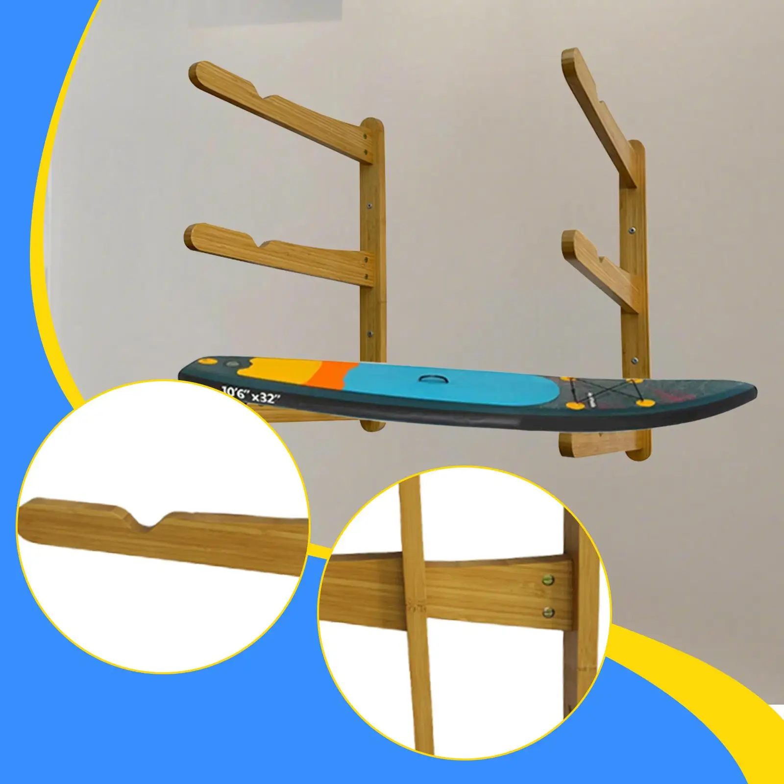 Настенное крепление для доски для серфинга, деревянный держатель для сноуборда для гаражных вейкбордов, шортбордов
Настенное крепление для доски для серфинга, деревянный держатель для сноуборда для гаражных вейкбордов, шортбордов