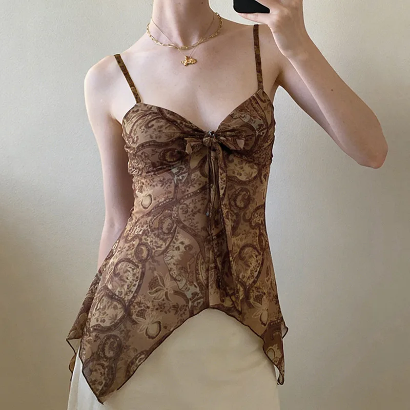 2026 Printed Mesh Irregular Suspender Pleated Strap V-neck Short Top Vest
2026 Printed Mesh Irregular Suspender Pleated Strap V-neck Short Top Vest