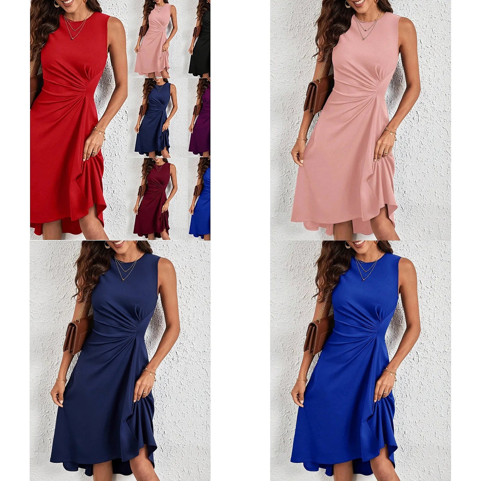 Women's Sleeveless Solid A-Line Pleated Midi Dress Summer Spring Casual Dresses
Women's Sleeveless Solid A-Line Pleated Midi Dress Summer Spring Casual Dresses