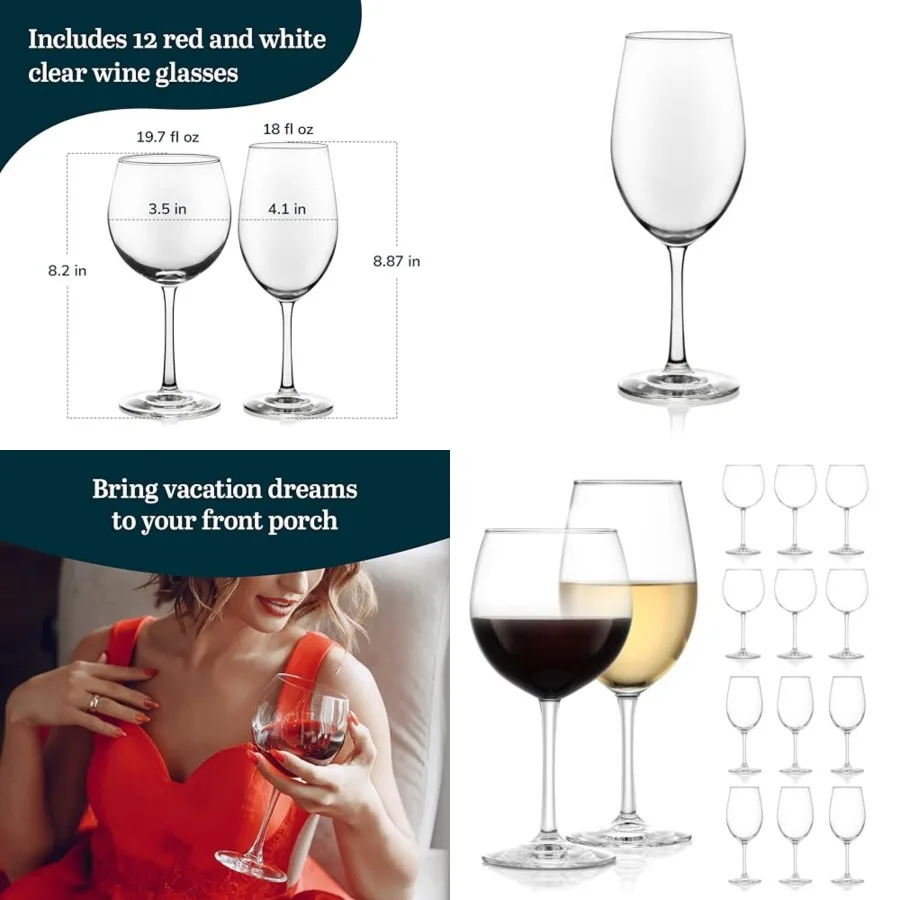 Vineyard Reserve Wine Glass Set of 12, Red and White Clear Wine Glasses, Merlot, Bordeaux, Chardonnay Gifts, Lead-Free Stemware
Vineyard Reserve Wine Glass Set of 12, Red and White Clear Wine Glasses, Merlot, Bordeaux, Chardonnay Gifts, Lead-Free Stemware