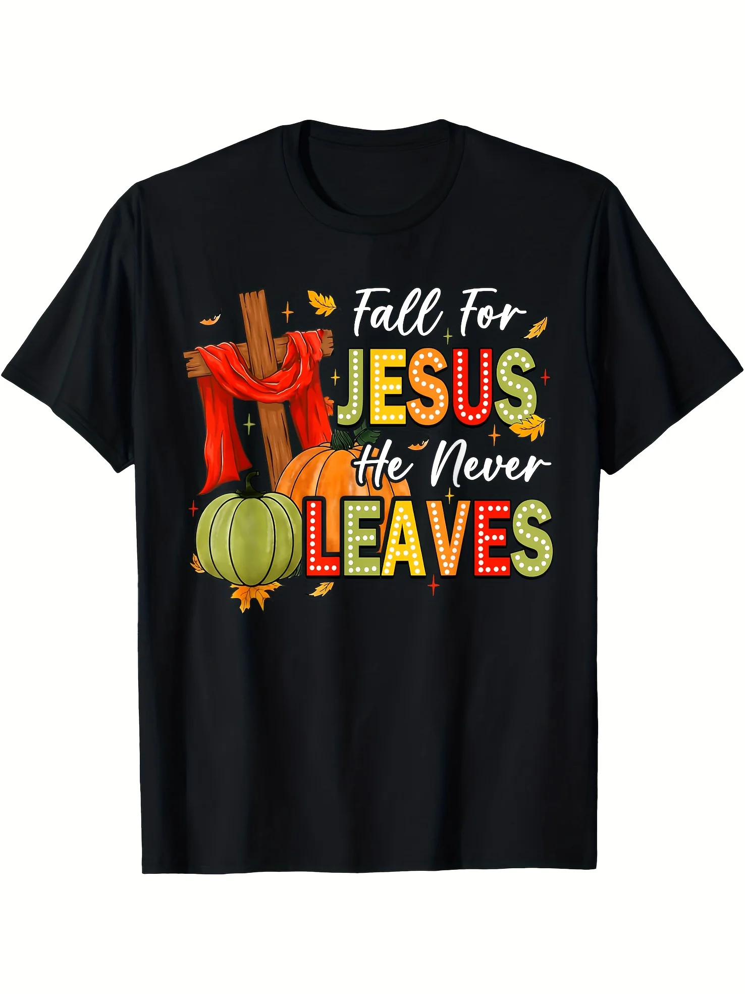 "Fall For Jesus" Christian T-Shirt - 180g Cotton Black, Autumn Religious Casual Wear
"Fall For Jesus" Christian T-Shirt - 180g Cotton Black, Autumn Religious Casual Wear