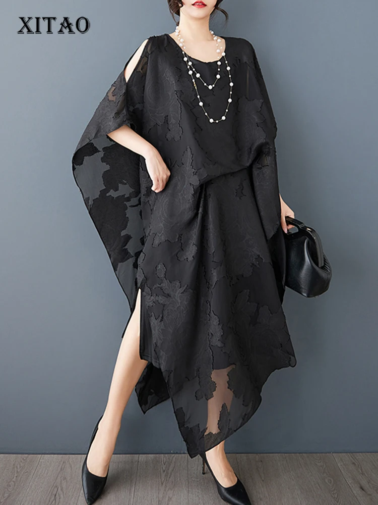 XITAO Asymmetrical Side Split Hollow Out Fold Women Dress Gauze Patchwork O-neck Pullover Loose Mid-calf Casual Dress ZMY1048
XITAO Asymmetrical Side Split Hollow Out Fold Women Dress Gauze Patchwork O-neck Pullover Loose Mid-calf Casual Dress ZMY1048