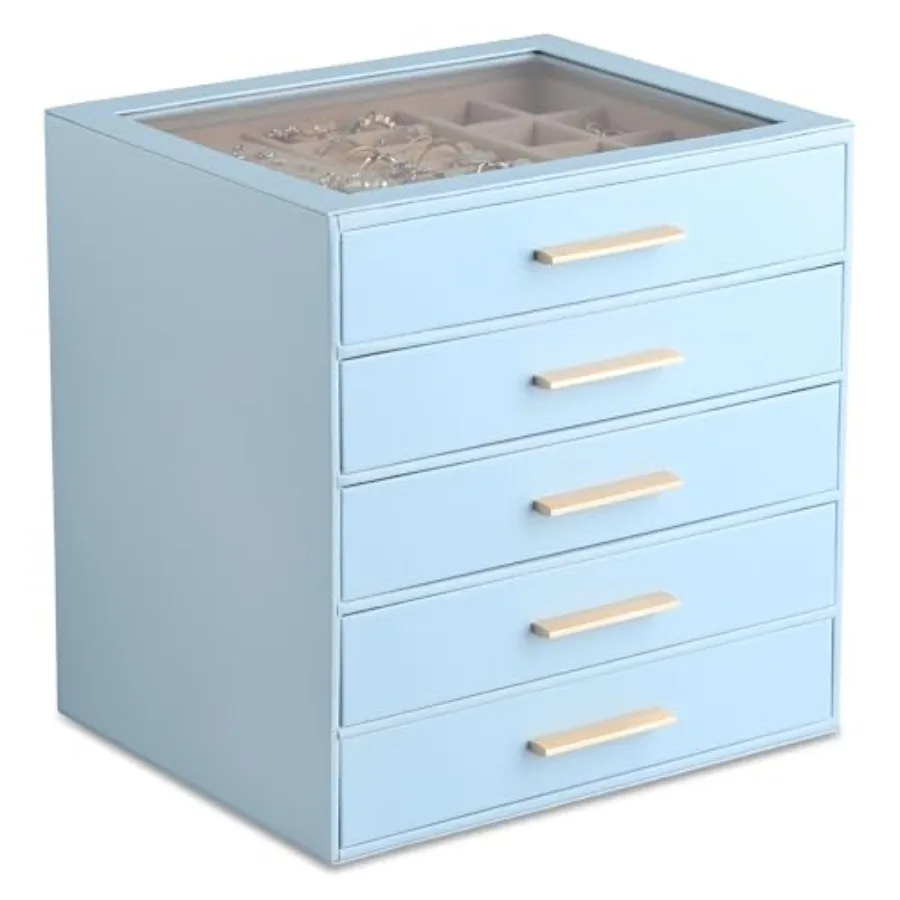 Clear Lid Jewelry Box5-Layer Jewelry Organizer with Drawer PU Leather Jewelry Organizers and Storage Jewelry Boxes for Women Je
Clear Lid Jewelry Box5-Layer Jewelry Organizer with Drawer PU Leather Jewelry Organizers and Storage Jewelry Boxes for Women Je