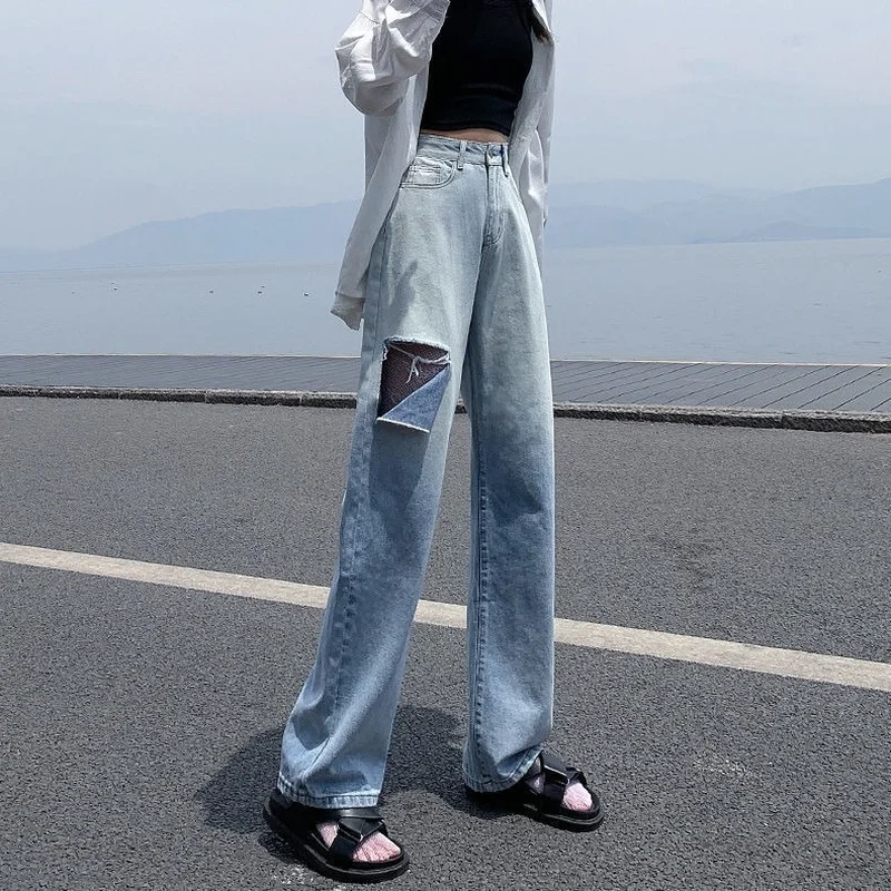 Pants for Women Ripped Trousers Blue Women's Jeans Straight Leg with Pockets Torn Holes Cowboy Luxury Designer Grunge Y2k Emo Z
Pants for Women Ripped Trousers Blue Women's Jeans Straight Leg with Pockets Torn Holes Cowboy Luxury Designer Grunge Y2k Emo Z