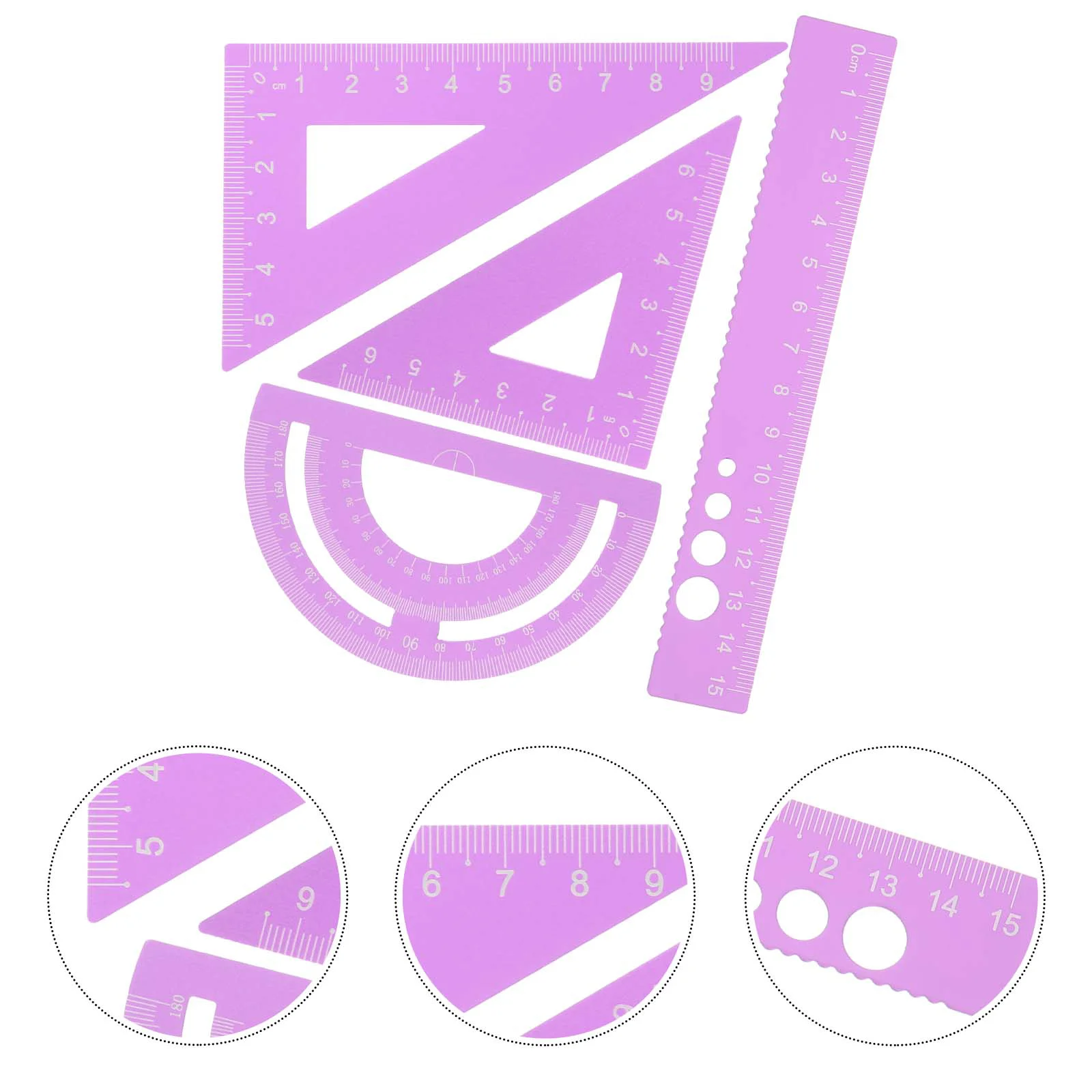 4 Pcs Four Piece Set of Rulers Student Supplies Math Geometry Tool School Metal for Students Purple Office
4 Pcs Four Piece Set of Rulers Student Supplies Math Geometry Tool School Metal for Students Purple Office