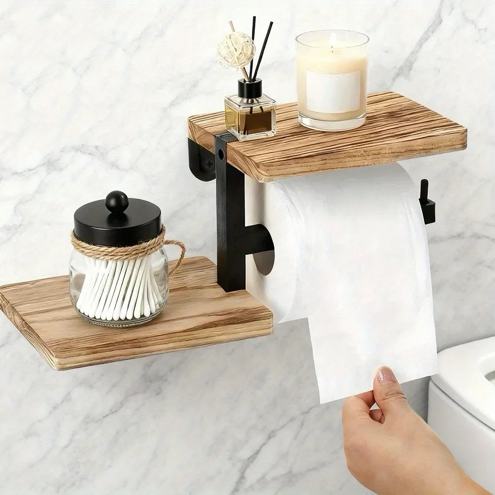 Wooden Wall Mounted Toilet Paper Holder Space Saving Stable Bathroom Wall Mounted Shelf High Load-bearing Countertop Organizer
Wooden Wall Mounted Toilet Paper Holder Space Saving Stable Bathroom Wall Mounted Shelf High Load-bearing Countertop Organizer