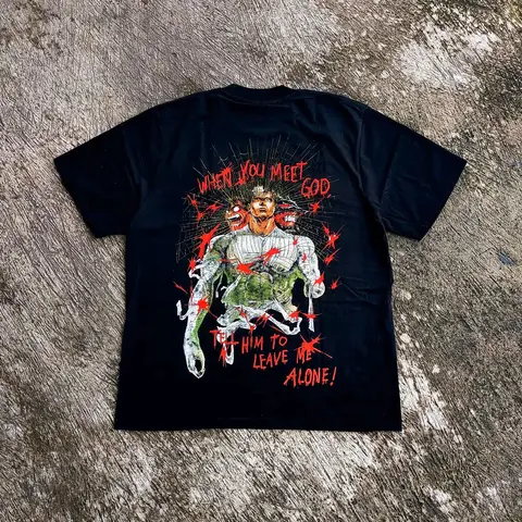 Berserk Guts Anime BlackTee Sword Wind Legend Katz Japanese Street Wear Short T-Shirt Pure Cotton Unisex Parent-child Clothing