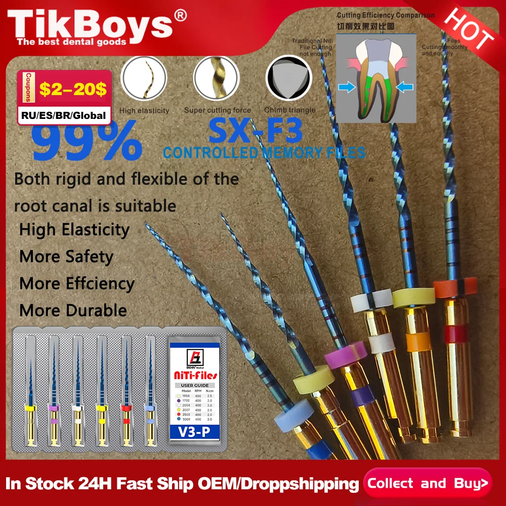 Стоматологические силиконовые файлы SX-F3, нитинол, роторный универсальный двигатель, эндодонтический, против усталости, постоянная игла F5, материал для корневых каналов для стоматологии
Стоматологические силиконовые файлы SX-F3, нитинол, роторный универсальный двигатель, эндодонтический, против усталости, постоянная игла F5, материал для корневых каналов для стоматологии