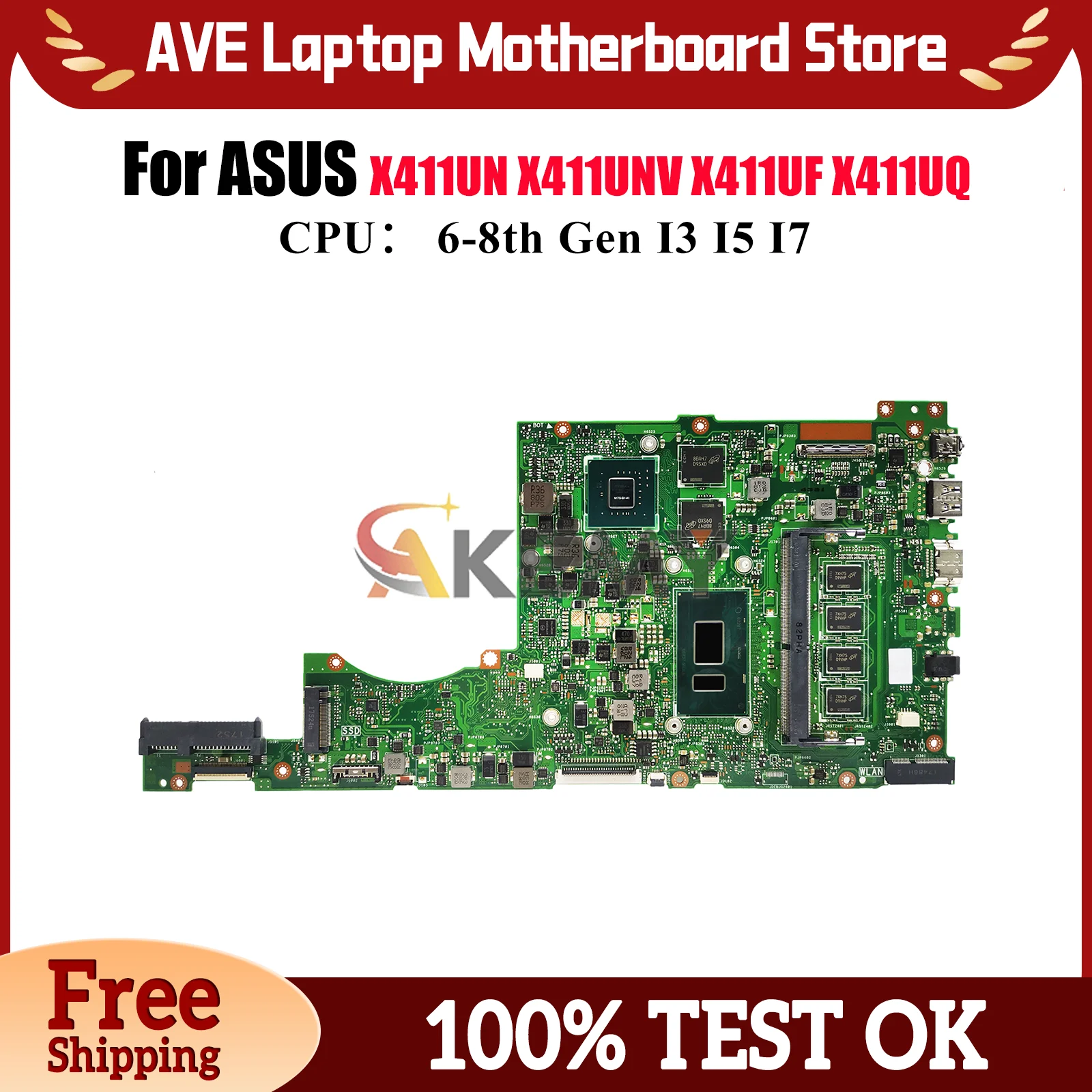 X411UV Laptop Motherboard For ASUS VivoBook X411UF X411UV S4000V X411UQ X411UNV r421u S4200U X411UN X411U Mainboard I3 I5 I7 CPU
X411UV Laptop Motherboard For ASUS VivoBook X411UF X411UV S4000V X411UQ X411UNV r421u S4200U X411UN X411U Mainboard I3 I5 I7 CPU