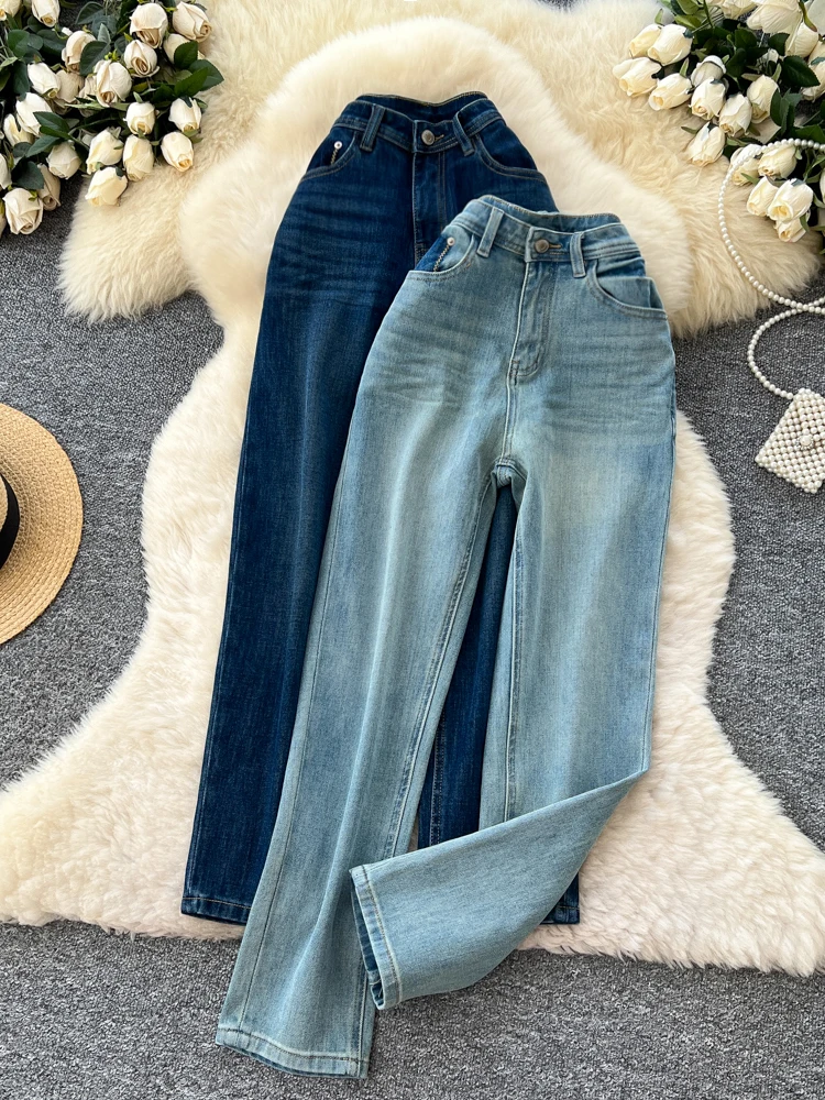 Джинсы с завышенной талией в стиле ретро, облегающие повседневные прямые брюки с высокой талией, женские модные осенние 2021, корейские брюки больших размеров
Джинсы с завышенной талией в стиле ретро, облегающие повседневные прямые брюки с высокой талией, женские модные осенние 2021, корейские брюки больших размеров