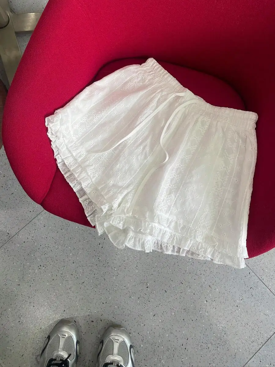 Womens Ruffled Lace Layered Casual Drawstring Shorts White Summer
Womens Ruffled Lace Layered Casual Drawstring Shorts White Summer
