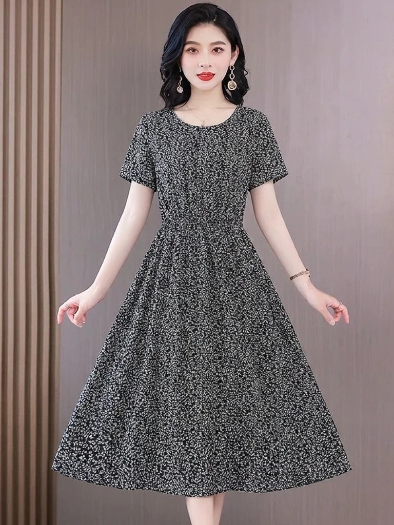 Floral Print Slimming Midi Dress Short Sleeve Women's Fashion plus Size Mommy Clothes Elegant Style Polyester Fiber Dress
Floral Print Slimming Midi Dress Short Sleeve Women's Fashion plus Size Mommy Clothes Elegant Style Polyester Fiber Dress